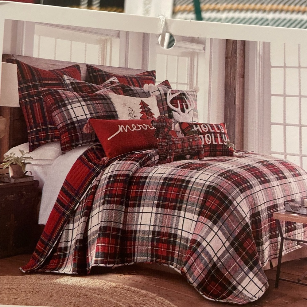 Levtex Home Holiday Plaid Quilt - Red, Gray, and White - Picture 6 of 6